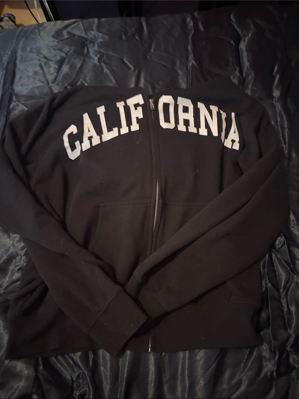 Reflex Black Zip-Up Jacket with White California Lettering